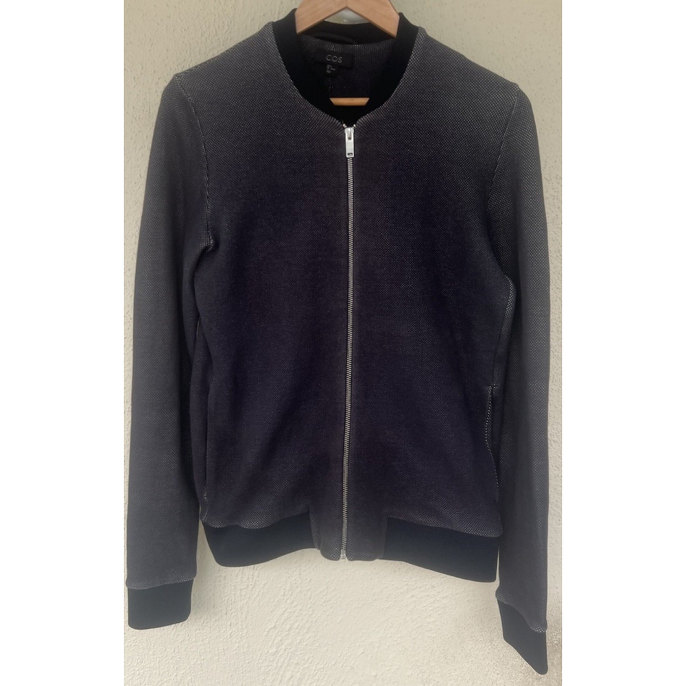 COS Mens Two Tone Gray Textured Cotton Zip Jacket Small Minimalist Casual Modern